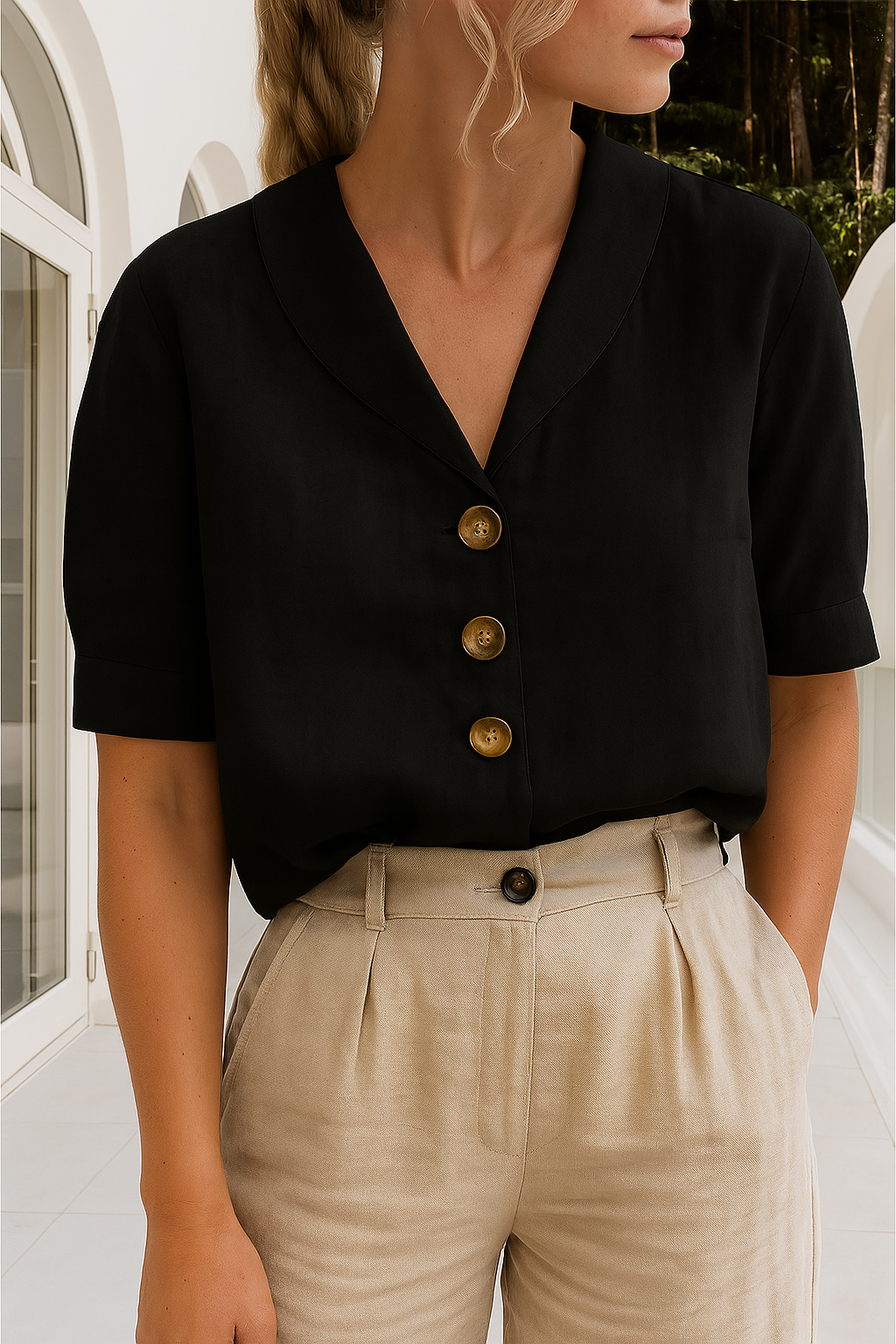 Carmella - Trendy katoen en linnen dames T-shirt