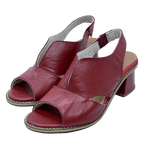 Open Hakken Van Leer Met Stevige Blokhak Voor Comfort - Hakken Dames