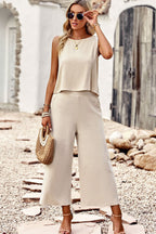 Comfy Set Dames Katoen O-hals Top en Wijde Broek 2