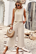 Comfy Set Dames Katoen O-hals Top en Wijde Broek 4