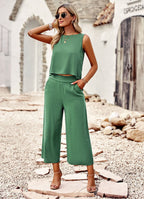 Comfy Set Dames Katoen O-hals Top en Wijde Broek 6