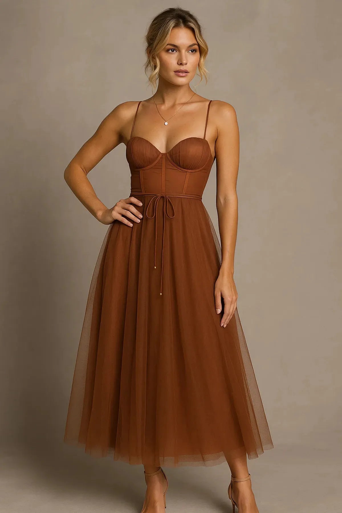 Corset Chiffon Midi-jurk 0