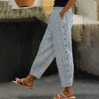 Casual Broek met Strepen | Linnenmix | Licht & Comfortabel