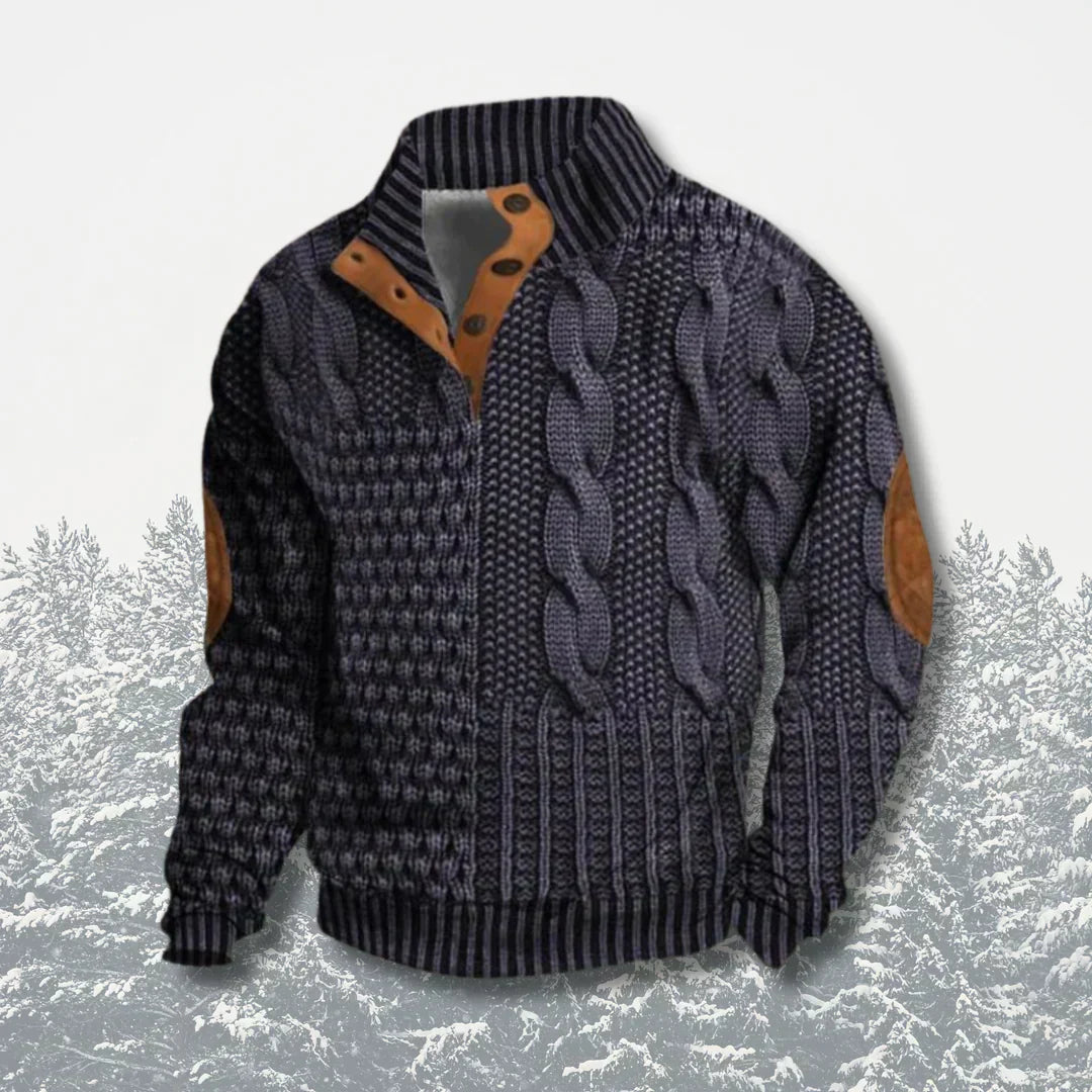 Sweatshirt Heren Patchwork Met Zachte Elleboogpatches