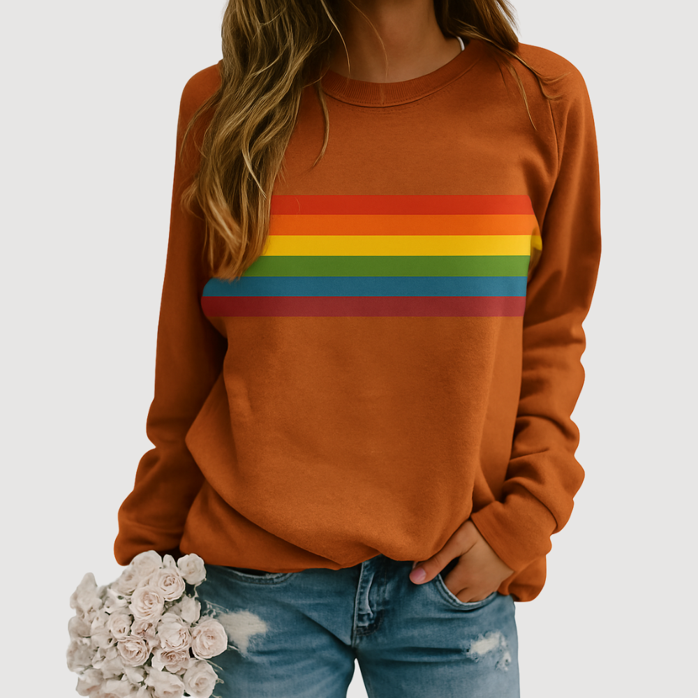 Daisy - Sweatshirt met ronde hals en regenboogstrepen 2