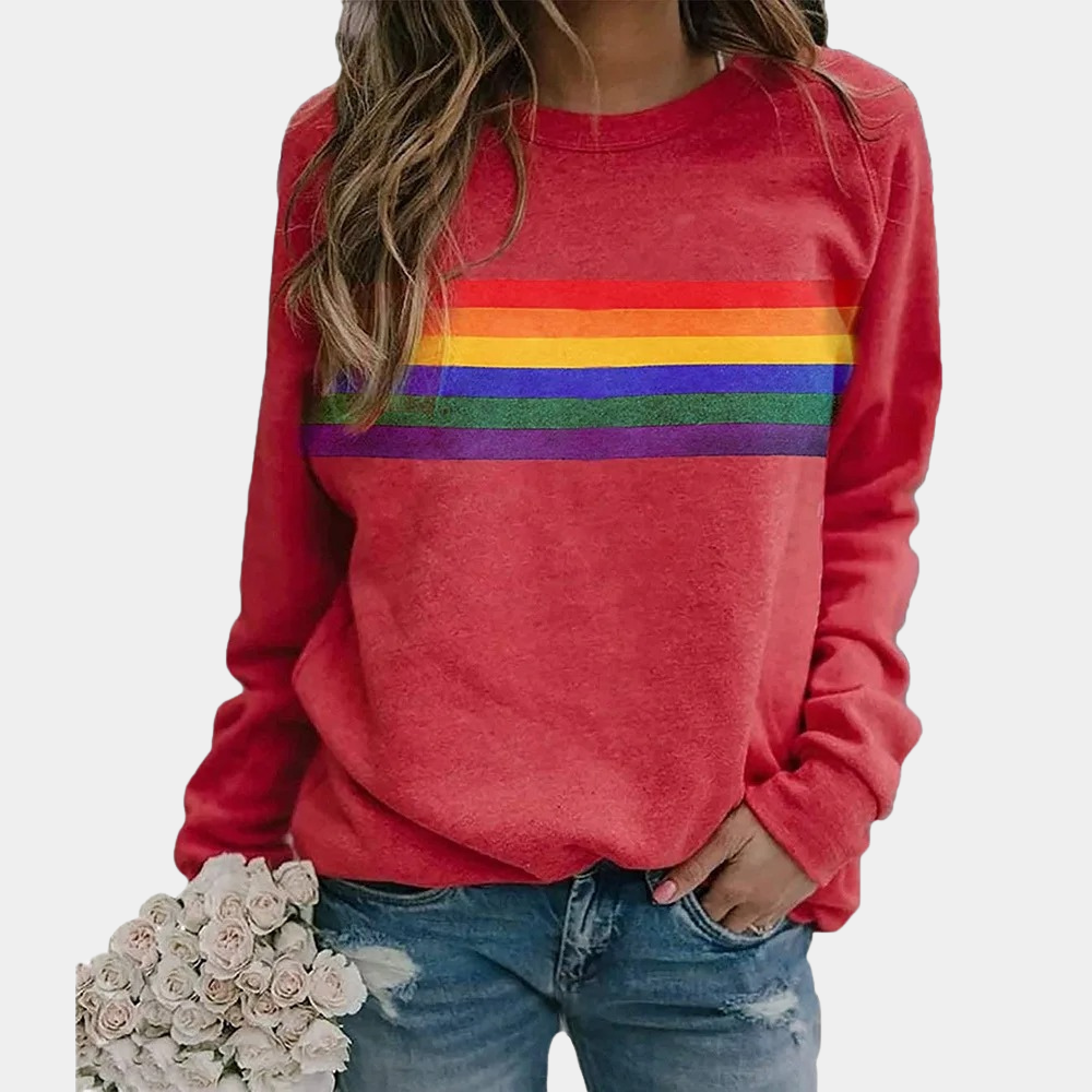 Daisy - Sweatshirt met ronde hals en regenboogstrepen 3