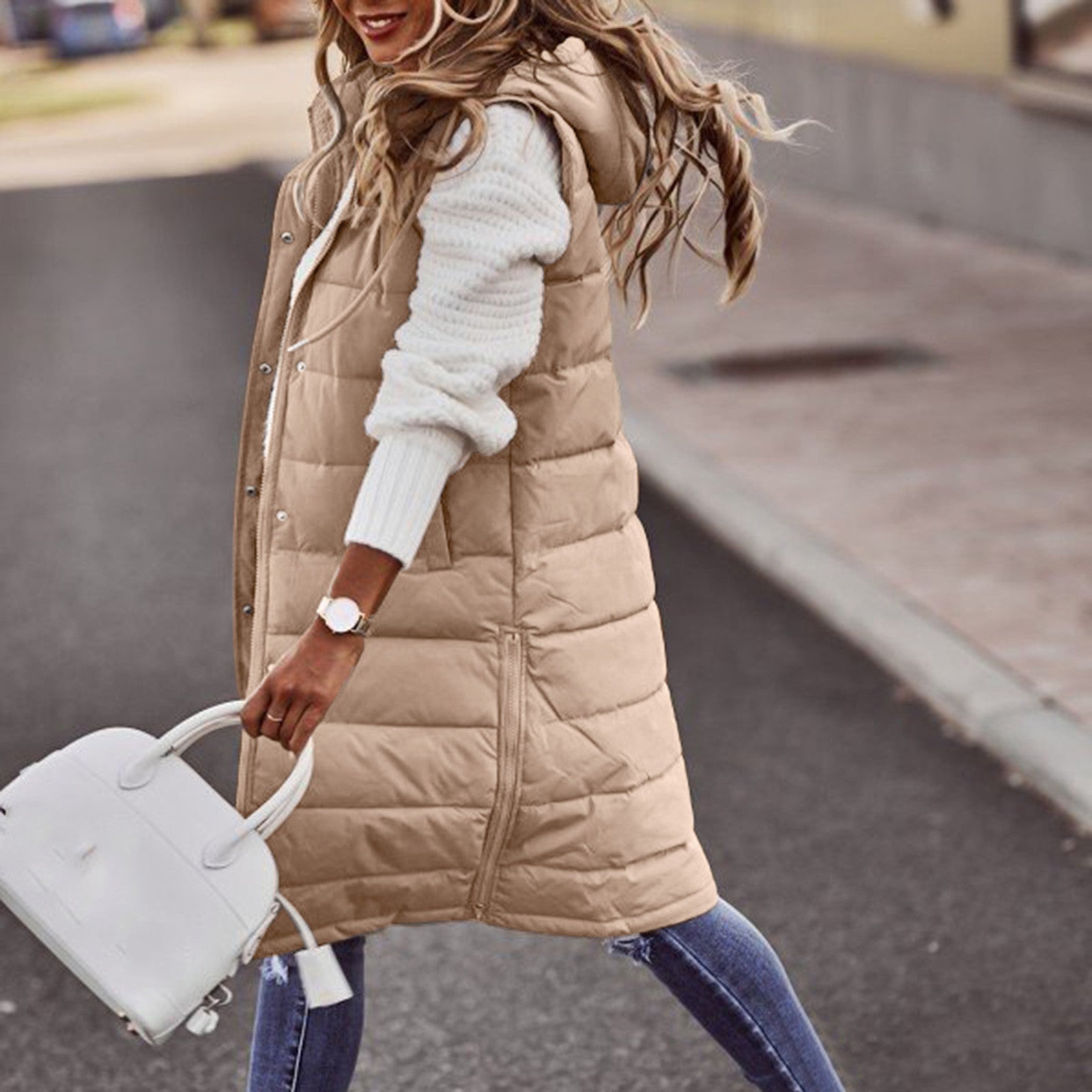Lange Bodywarmer Dames Met Warmtefunctie Voor Winterse Stijl - Winterjas Dames