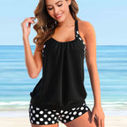 Dames Tankini Set Halternek Polka Dot Ontspannen Pasvorm voor Comfortabel Zwemgenot en Stranddagen