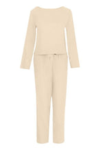 Dames 2-delige Set Linnen Lange Mouwen Shirt en Pencil Broek 4