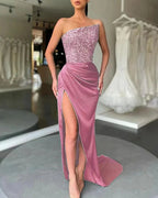 Dames Avondjurk Strapless Sequined Rayon met Hoge Split 3