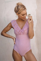 Dames Badpak Ruffle Halslijn Ademend Spandex 1