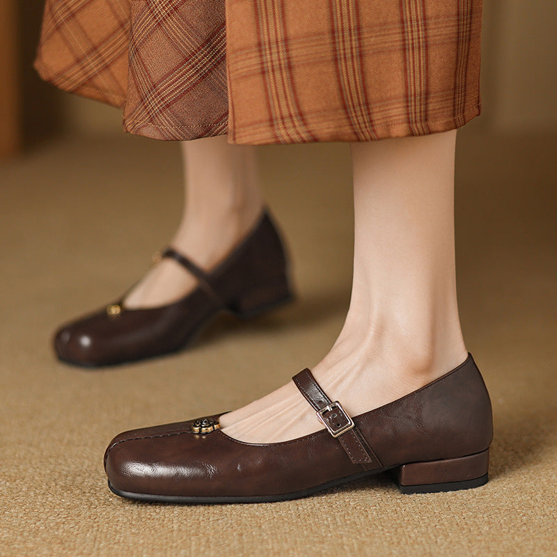 Dames Ballerina Schoenen Kunstleer Vierkante Neus 1