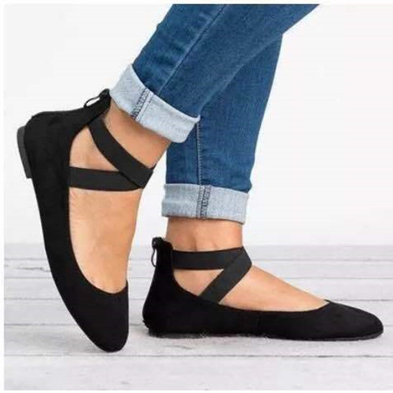 Dames Ballerina's Suède Flats met Ronde Neus 0