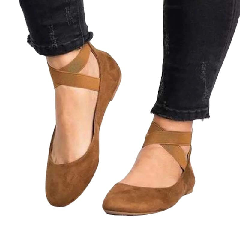 Dames Ballerina's Suède Flats met Ronde Neus 4