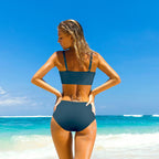 Dames Bikini Zwart Hoge Taille Mesh Top Polyester 2