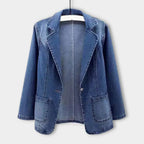 Dames Blazer Denim Polyester Katoen Diepblauw 0