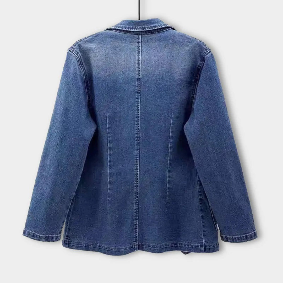 Dames Blazer Denim Polyester Katoen Diepblauw 1