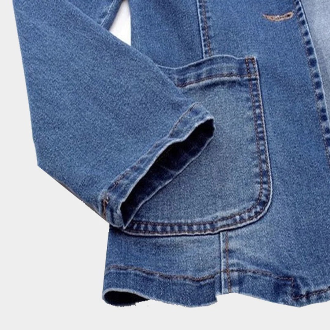 Dames Blazer Denim Polyester Katoen Diepblauw 2