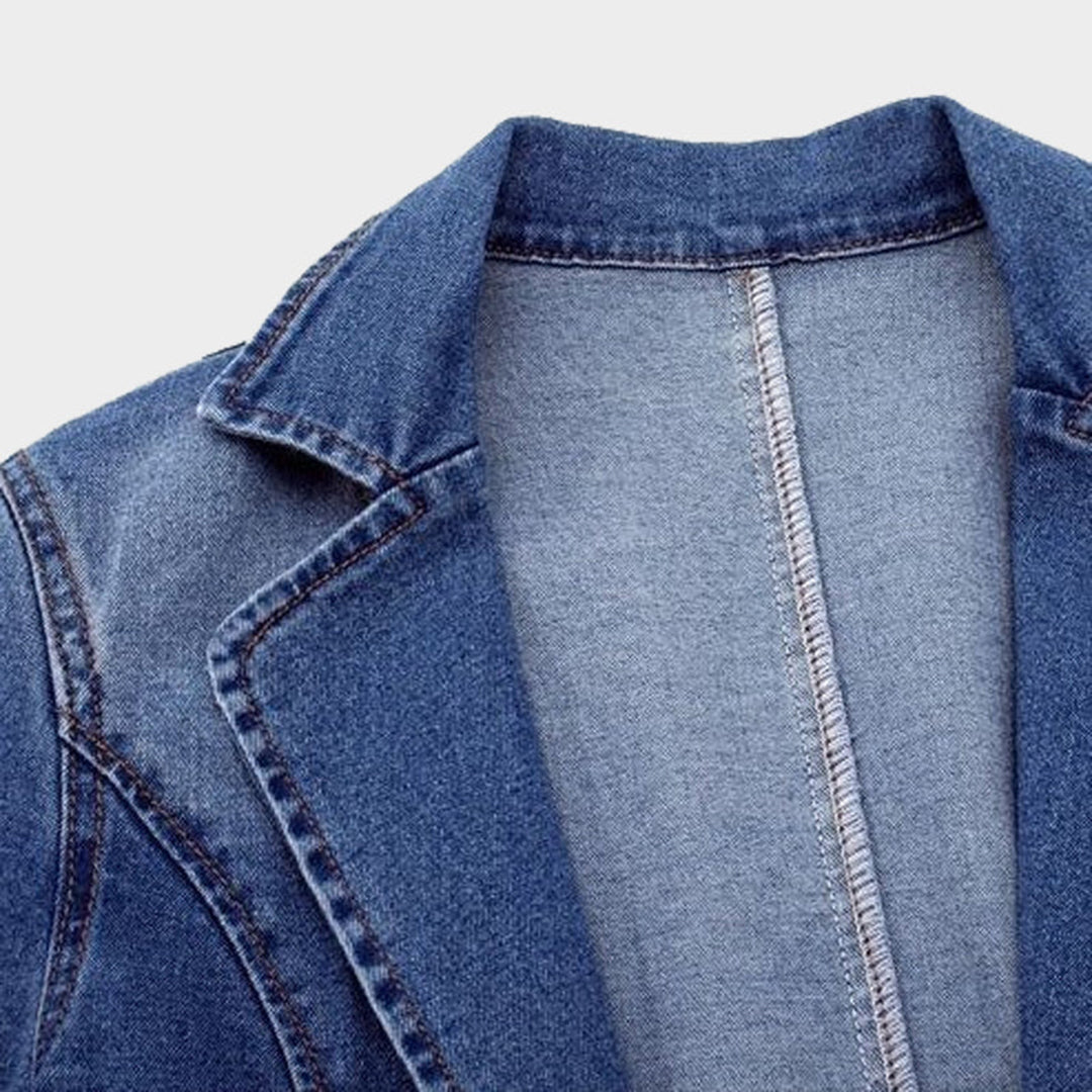 Dames Blazer Denim Polyester Katoen Diepblauw 3