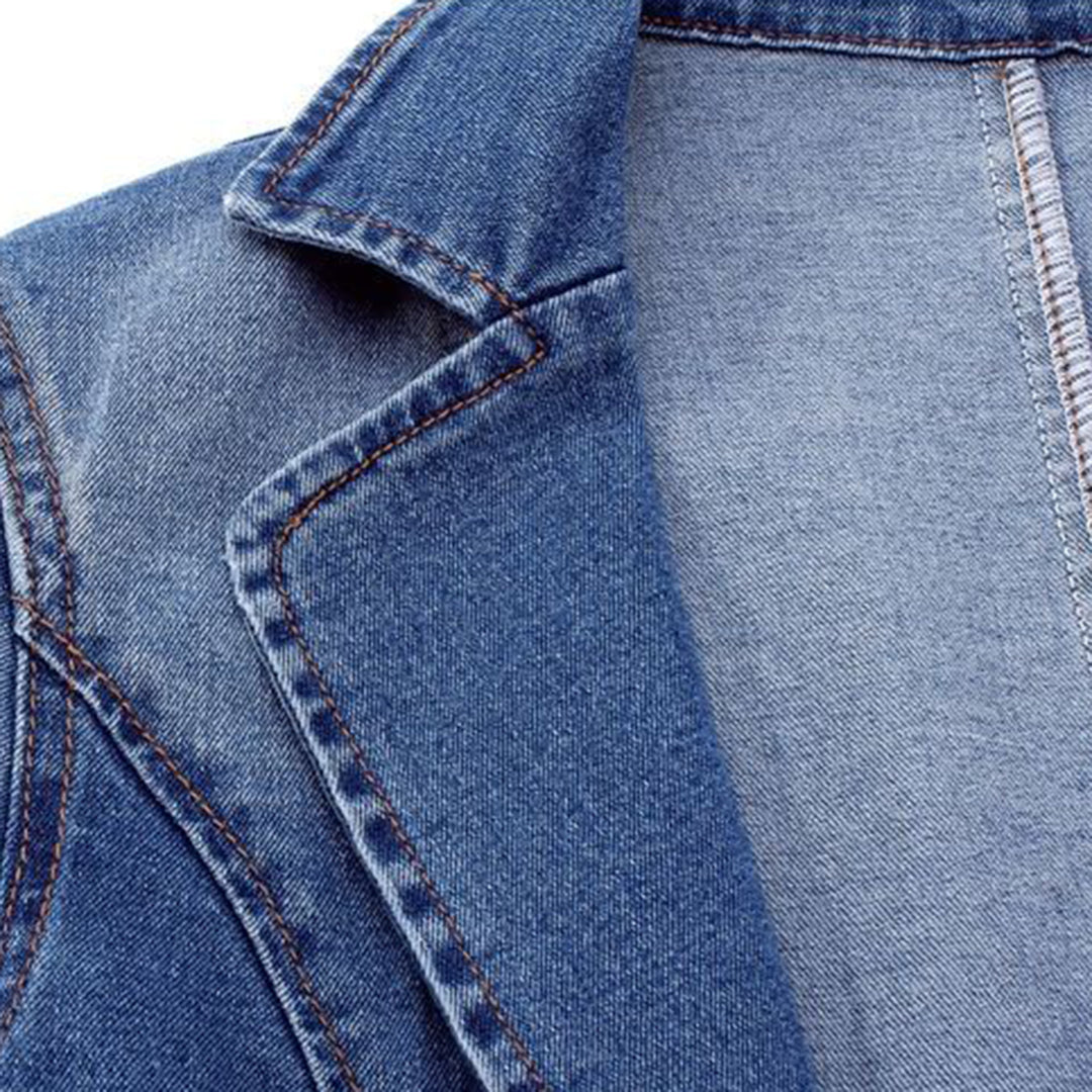 Dames Blazer Denim Polyester Katoen Diepblauw 4