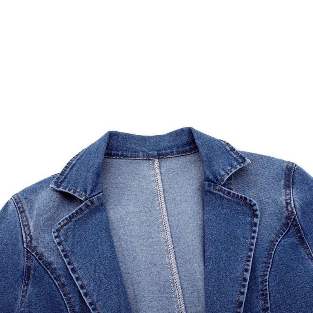 Dames Blazer Denim Polyester Katoen Diepblauw 5