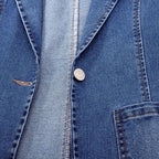 Dames Blazer Denim Polyester Katoen Diepblauw 6