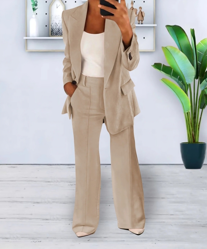 Dames Blazer en Wijde Pantalon Set 1