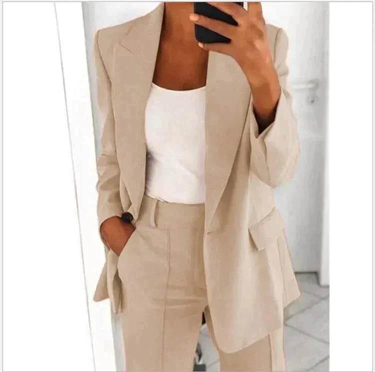Dames Blazer en Wijde Pantalon Set 11