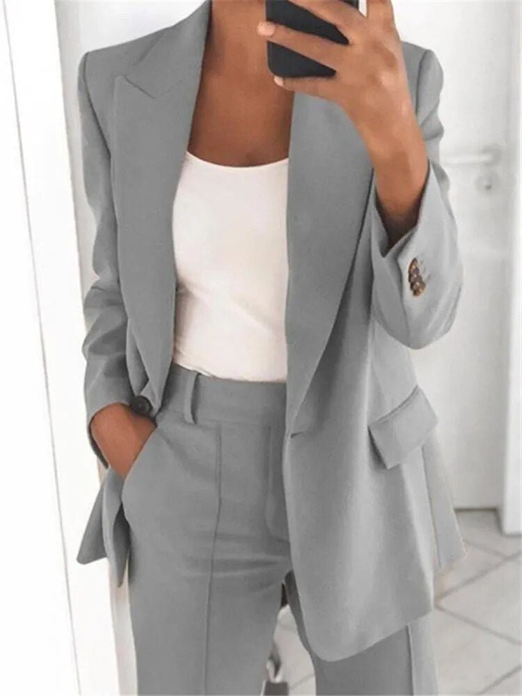 Dames Blazer en Wijde Pantalon Set 12