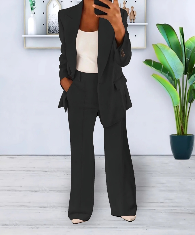 Dames Blazer en Wijde Pantalon Set 3