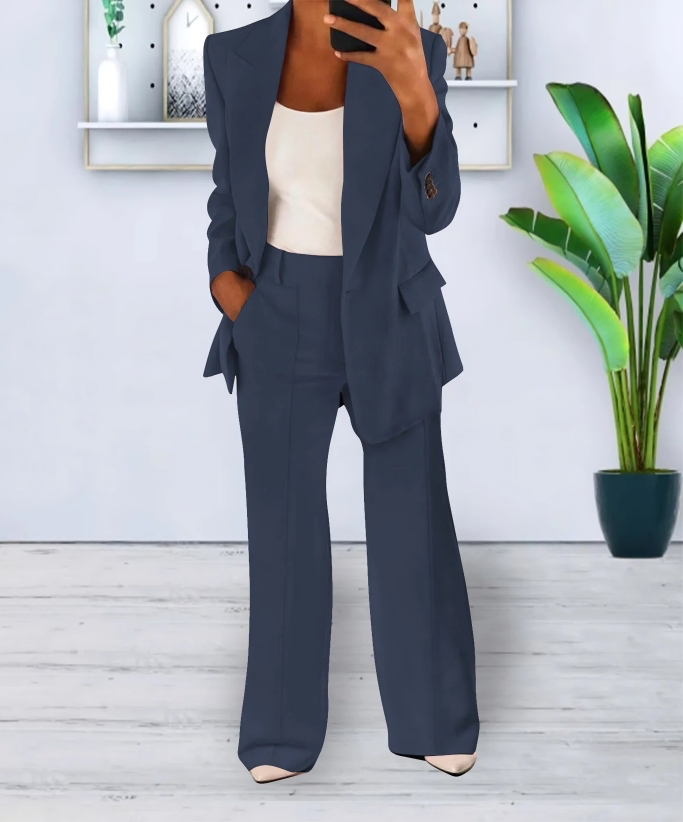 Dames Blazer en Wijde Pantalon Set 4