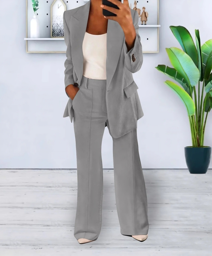 Dames Blazer en Wijde Pantalon Set 6