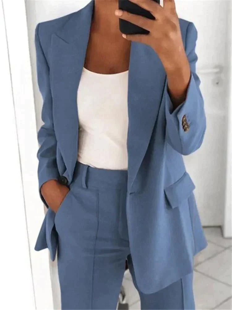 Dames Blazer en Wijde Pantalon Set 7