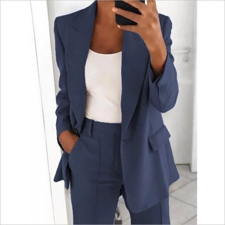 Dames Blazer en Wijde Pantalon Set 9
