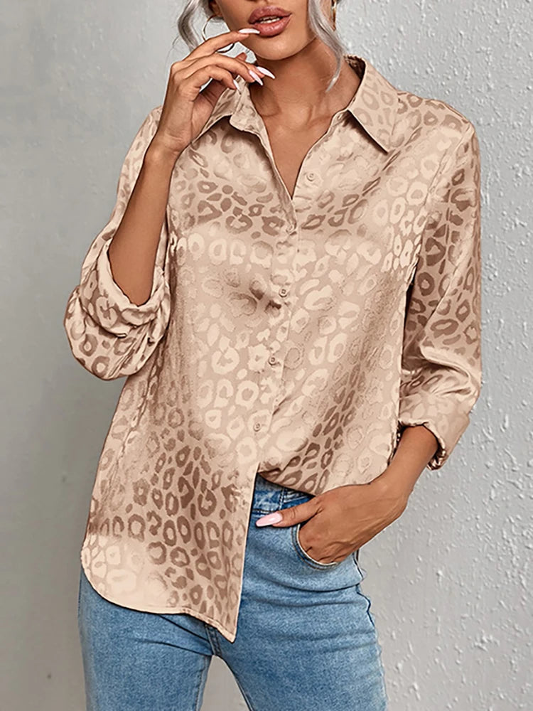 Dames Blouse Jacquard Luipaardprint Polyester 1