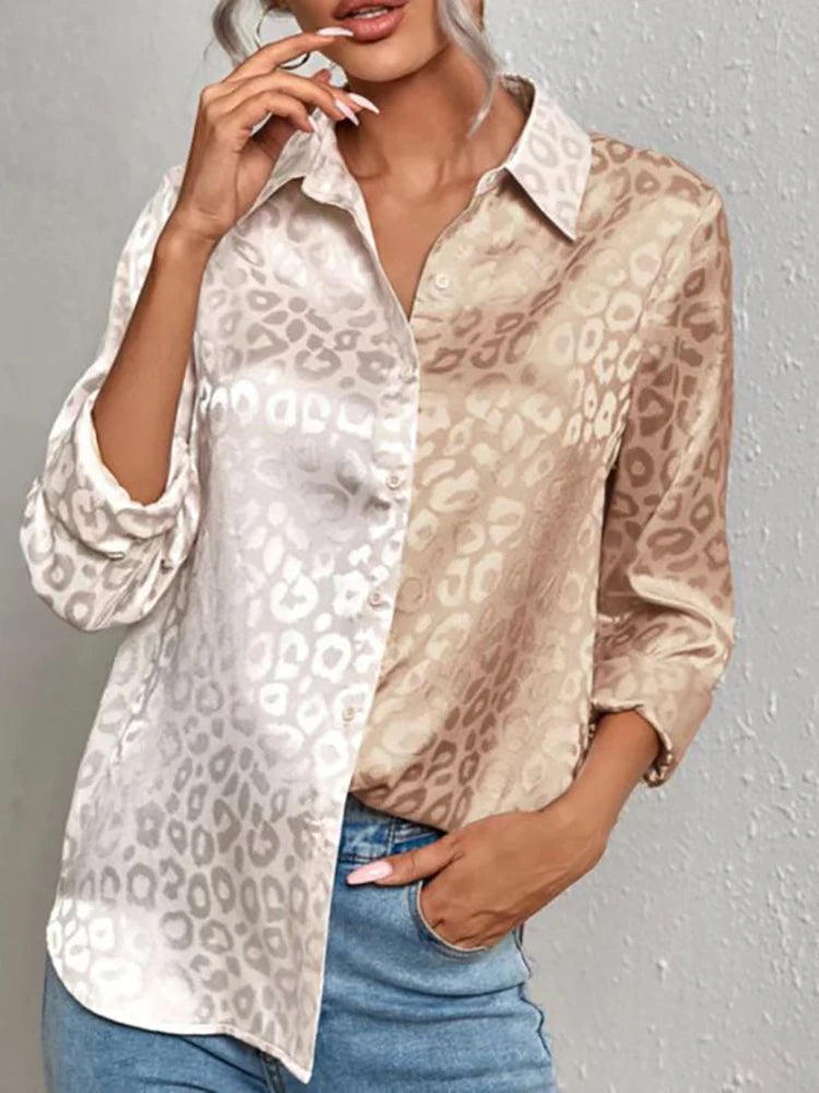 Dames Blouse Jacquard Luipaardprint Polyester 12