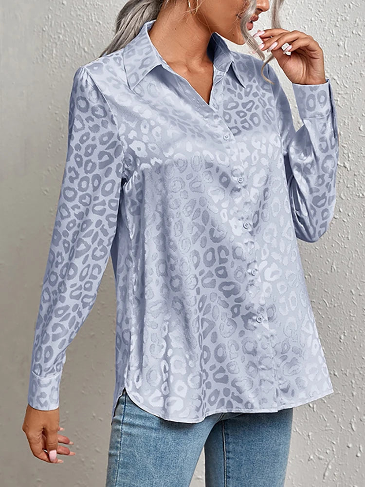 Dames Blouse Jacquard Luipaardprint Polyester 2