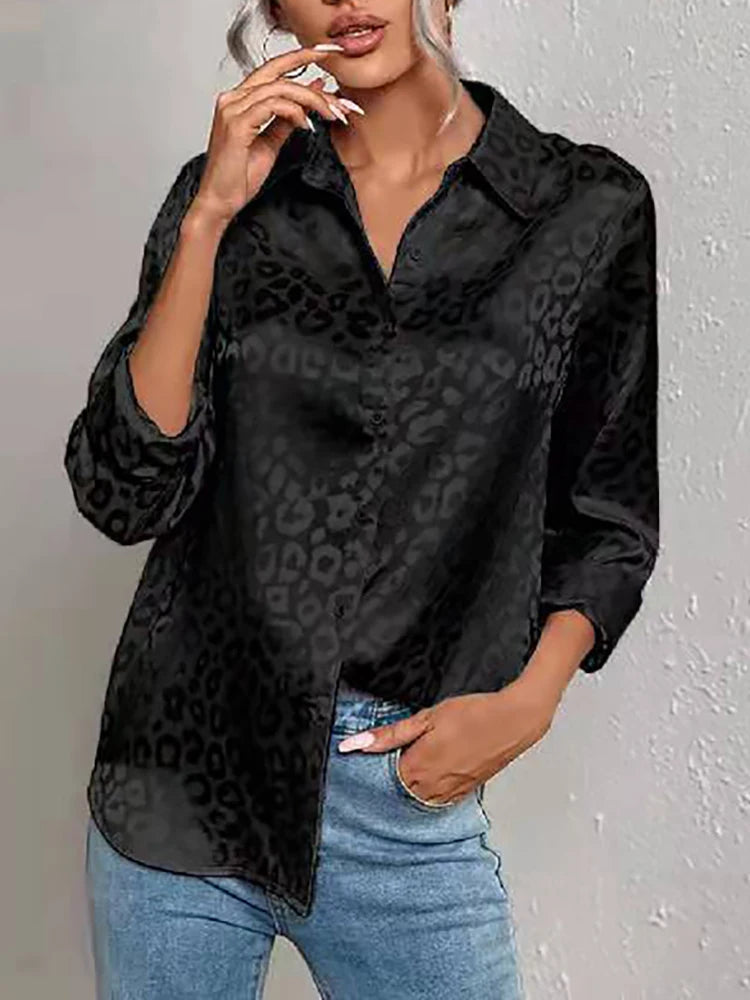 Dames Blouse Jacquard Luipaardprint Polyester 4