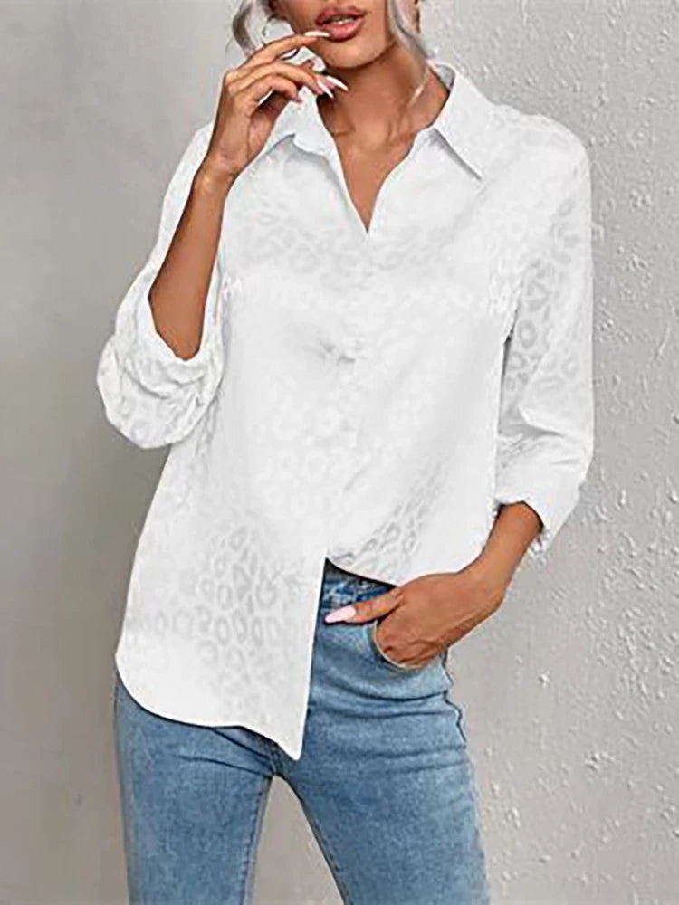 Dames Blouse Jacquard Luipaardprint Polyester 5