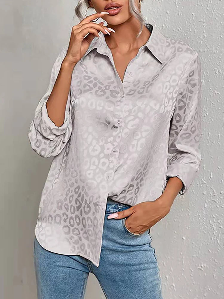 Dames Blouse Jacquard Luipaardprint Polyester 6