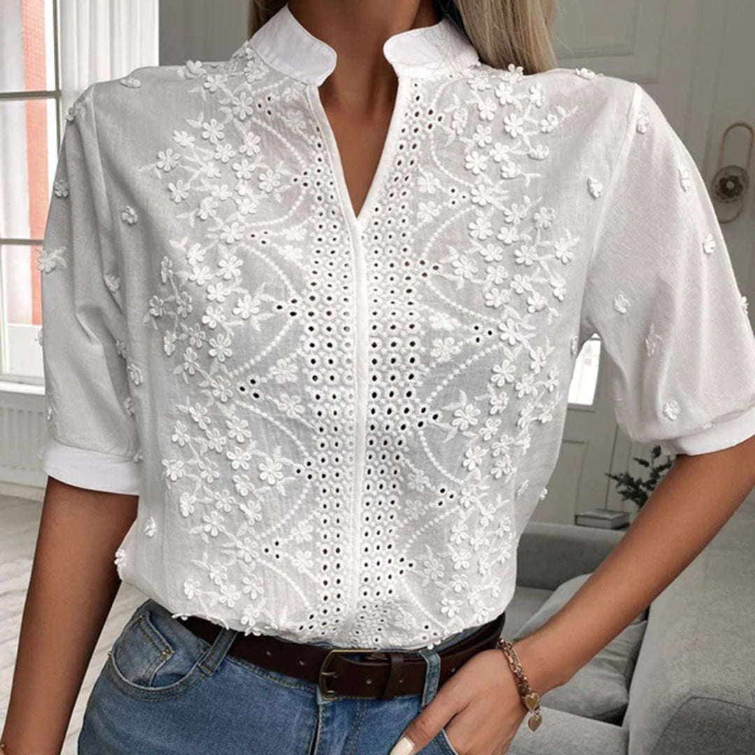 Dames Blouse Katoen Geborduurd 0
