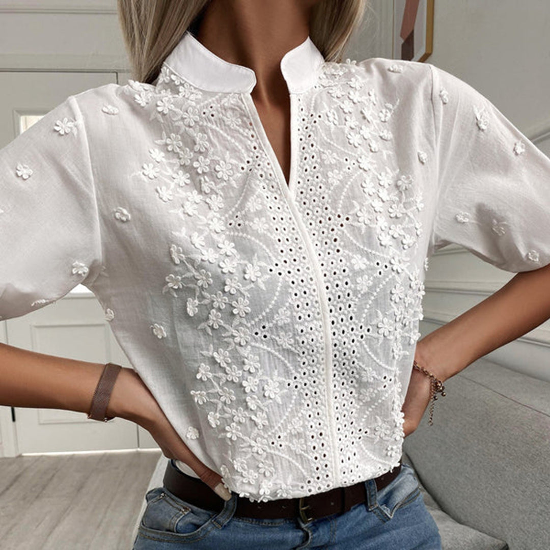 Dames Blouse Katoen Geborduurd 1