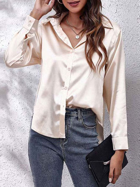 Dames Blouse Lange Mouwen Satijn 0