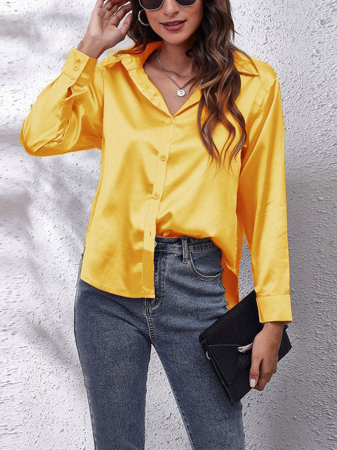 Dames Blouse Lange Mouwen Satijn 10