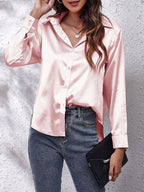 Dames Blouse Lange Mouwen Satijn 11