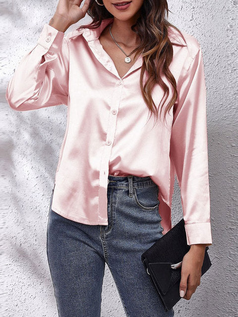 Dames Blouse Lange Mouwen Satijn 11