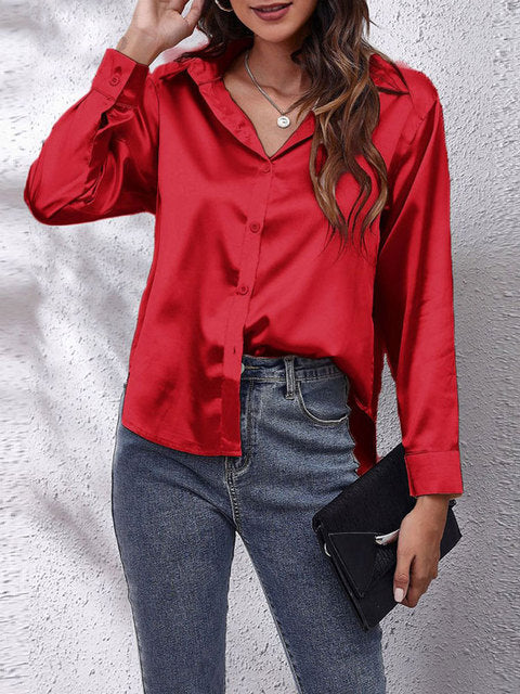 Dames Blouse Lange Mouwen Satijn 14
