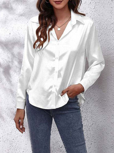 Dames Blouse Lange Mouwen Satijn 16