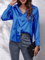 Dames Blouse Lange Mouwen Satijn 2