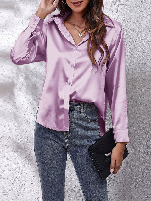 Dames Blouse Lange Mouwen Satijn 4